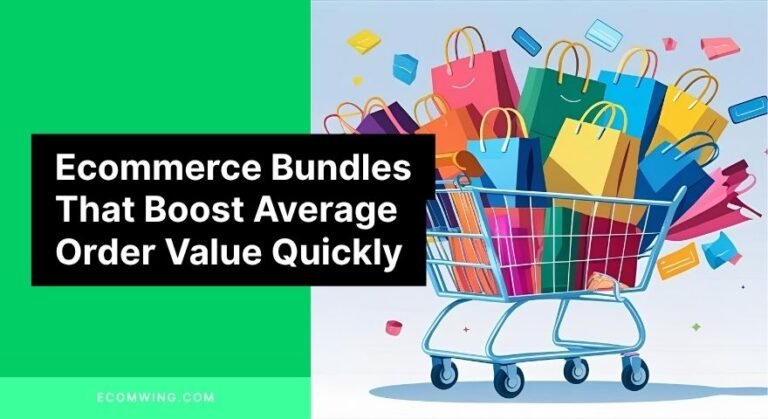 Illustration of an Ecommerce shopping cart with bundles and upsell items boosting average order value.
