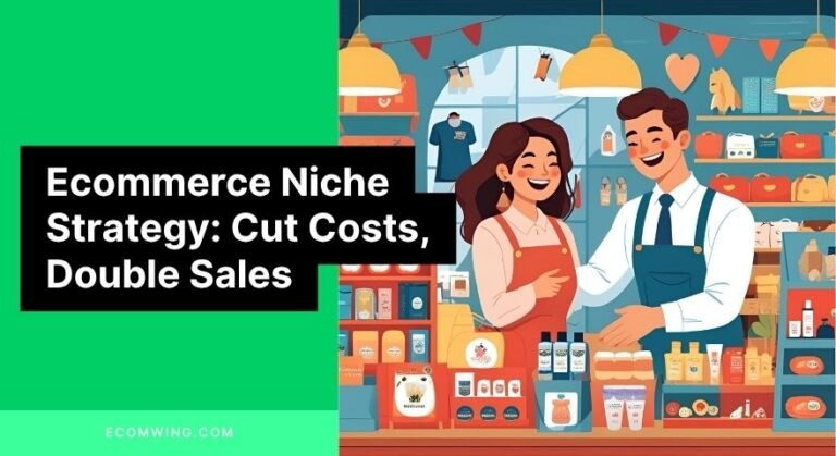 Flat art of a niche store owner showcasing specialist products, illustrating the Ecommerce Niche Strategy that boosts trust.