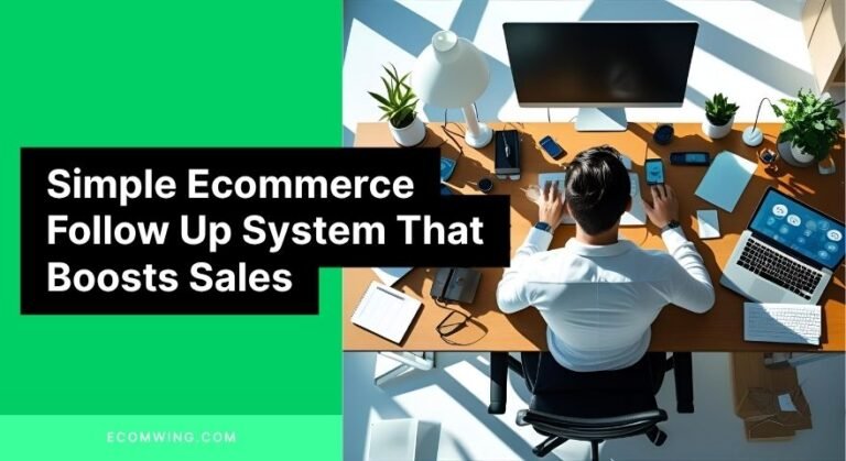 Entrepreneur managing Ecommerce follow up on laptop and phone via WhatsApp, SMS, email, calls, and social media