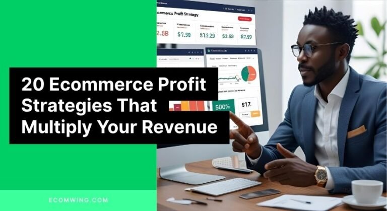 Nigerian entrepreneur reviewing dashboard metrics with notes on Ecommerce Profit Strategies and customer retention tactics.