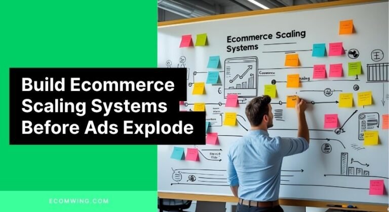 Entrepreneur mapping Ecommerce scaling systems on a whiteboard to handle more orders smoothly