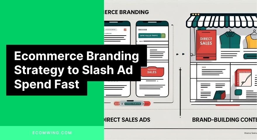 Diagram of Ecommerce branding strategy with direct sales ads on one side and brand-building content on the other.