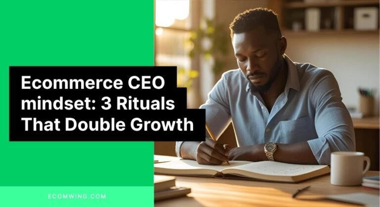 African founder journaling in sunlight, practicing the Ecommerce CEO mindset during quiet thinking hour.