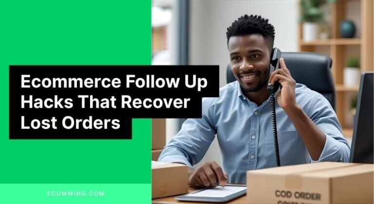 Agent on phone confirming COD order, a clear Ecommerce follow up turning maybe buyers into committed customers.