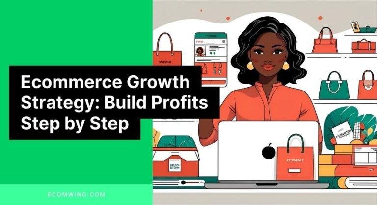 Illustration of Nigerian owner scaling a small online shop into a thriving brand using an Ecommerce growth strategy.