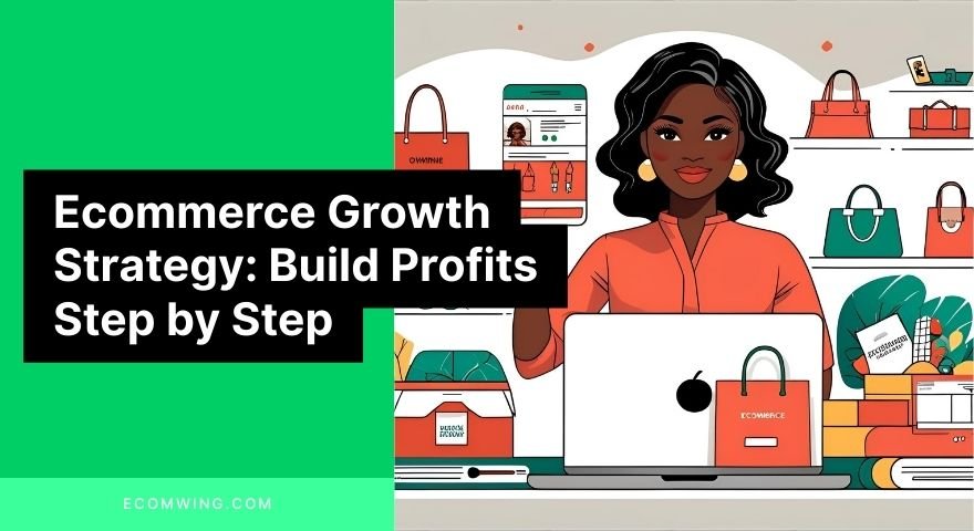 Illustration of Nigerian owner scaling a small online shop into a thriving brand using an Ecommerce growth strategy.