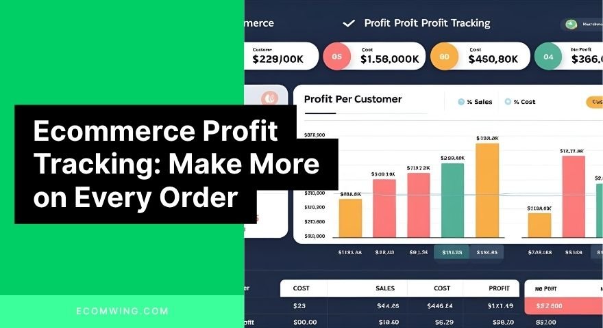 Ecommerce profit tracking dashboard showing sales, costs, and net profit per customer.