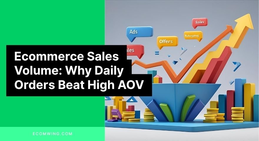 Chart showing ads, offers, and retargeting funnel increasing Ecommerce Sales Volume for an online store