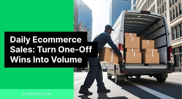 Courier loading multiple packages for Daily Ecommerce Sales, showing speed and volume delivery system in action.