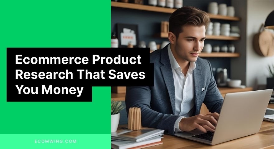 Young entrepreneur studying ads on laptop for Ecommerce Product Research