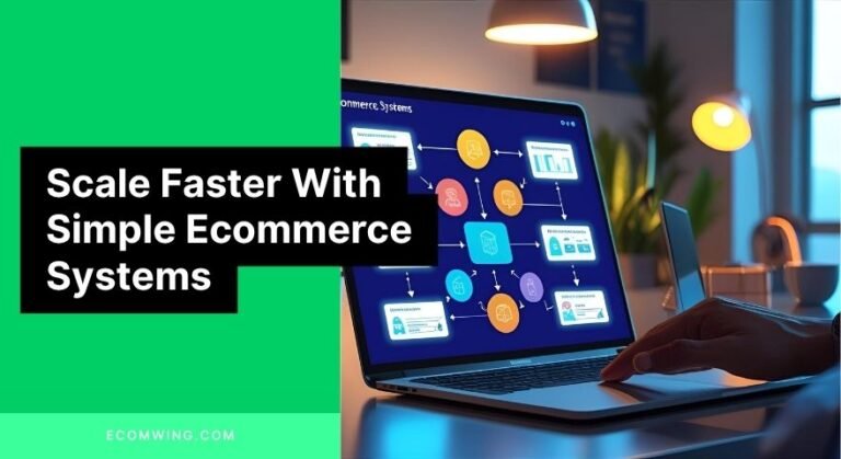 Flowchart of Ecommerce systems on laptop as owner delegates tasks to remote team