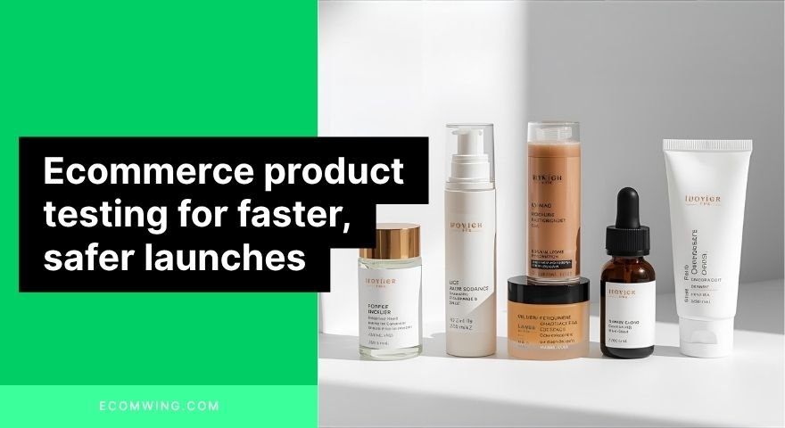 Ecommerce product testing: 3 to 5 related skincare items arranged as a niche lineup to boost daily sales.