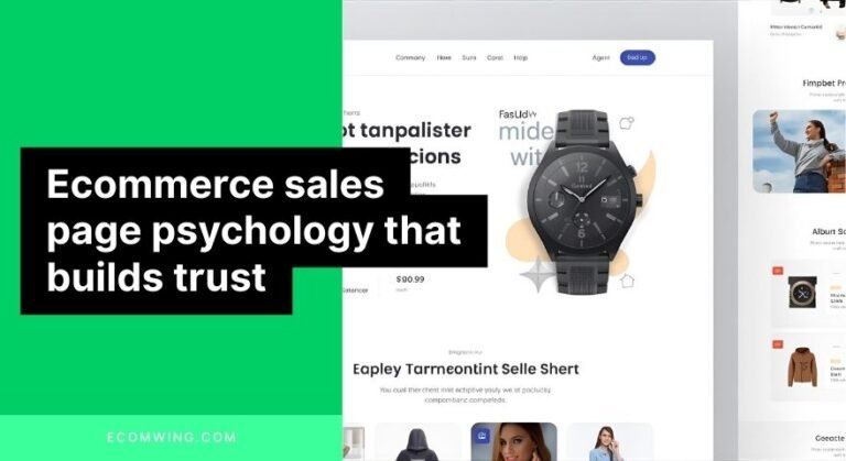 Clean, mobile-friendly Ecommerce sales page with clear headline, product demo, trust badges and bold CTA button.