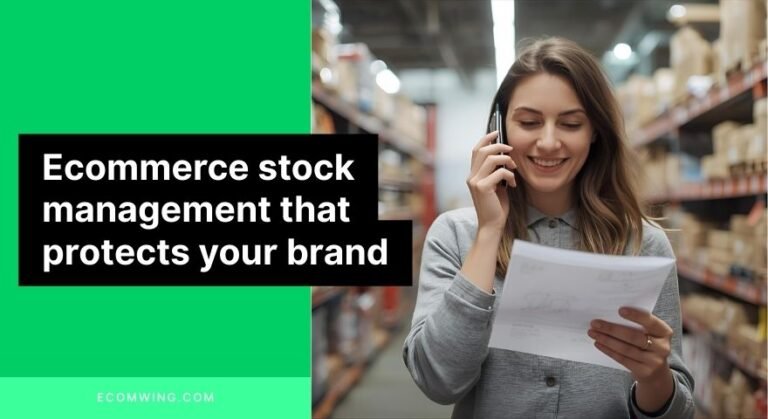 Store owner confirming inventory on phone and sheet, Ecommerce stock management to prevent out-of-stock delivery issues