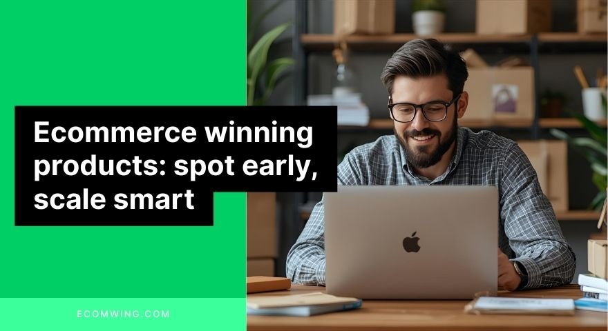 Founder reviewing Ecommerce winning products data, checking reviews and delivery speed to position a bestseller with a stronger bonus offer