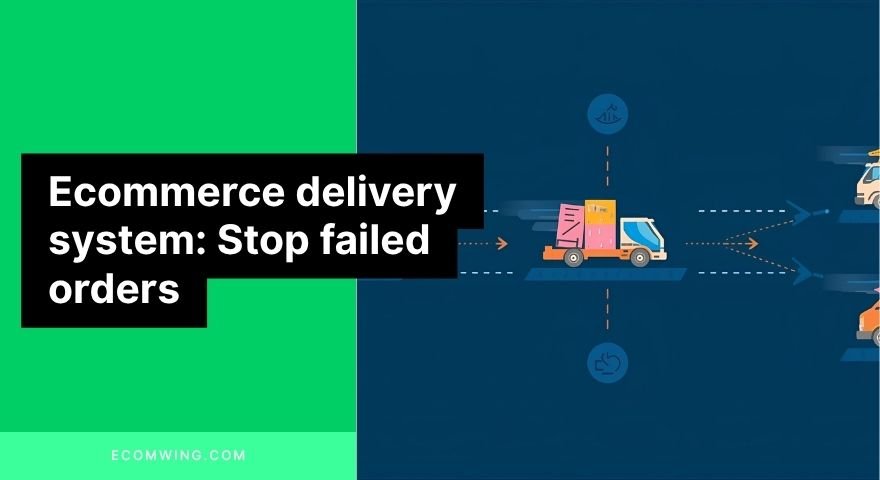 Diagram showing an Ecommerce delivery system moving stock from supplier to customer with fast, reliable logistics.