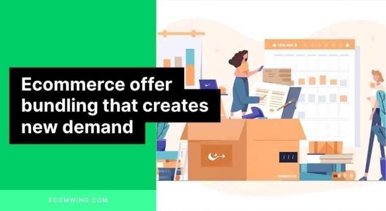 Illustration of Ecommerce offer bundling with a starter kit, guides, and a results calendar that sell a new opportunity