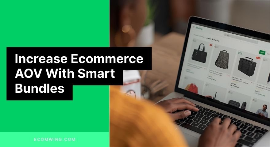 Nigerian ecommerce owner planning upsell bundles on a laptop screen to Increase Ecommerce AOV on every customer order.