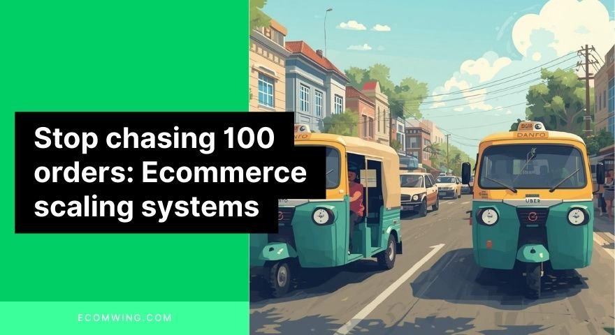 Danfo and Uber illustration showing Ecommerce scaling systems for calm profit and capacity before scaling.