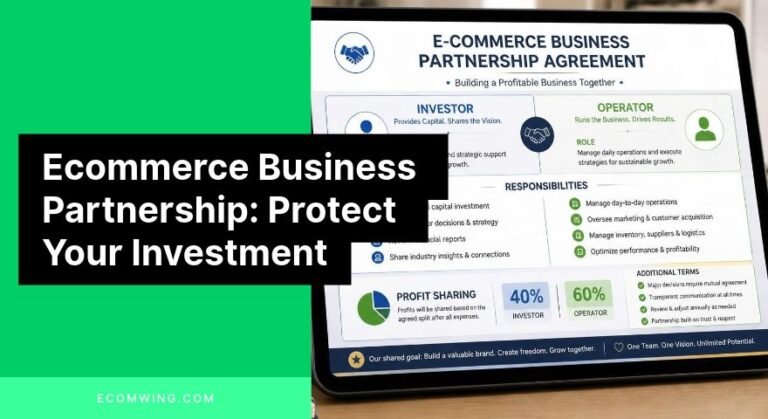 Ecommerce Business Partnership agreement showing investor and operator roles, responsibilities, and profit sharing.